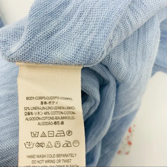 NEW Free People Clouds Sky Linen Tee in Soft blue - Picture 9 of 11